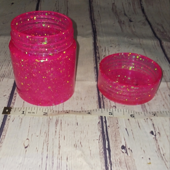 This is our Large sized Acrylic handmade jar! Pink with Glitter accents! - Picture 4 of 4
